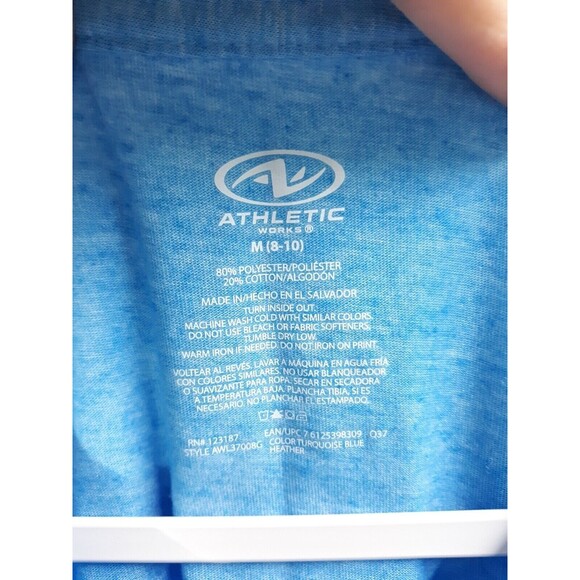 Athletic Works Short Sleeve V- Neck Active T-shirt Womens Size M 8-10 Blue - Picture 3 of 5